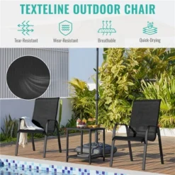 Yaheetech Set Of 2 Outdoor Texteline Stackable Dining Chairs With Backrest/ Armrests For Garden, Lawn, Porch, Backyard Pool -Chic Furniture Store GUEST ad294bea 23f5 4fde a792 2e8f2bcabf5f