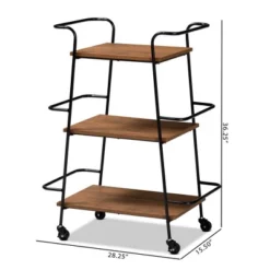 Small Bernard Rustic Industrial Metal And Wood 3 Tier Mobile Wine Bar Cart Black/Walnut - Baxton Studio 19 Small Bernard Rustic Industrial Metal And Wood 3 Tier Mobile Wine Bar Cart Black/Walnut - Baxton Studio -Chic Furniture Store GUEST ad9acae4 0fdb 4ded 9dfe 4f5756c1657b