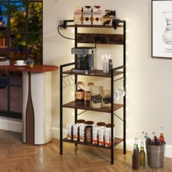 Tangkula Kitchen Bakers Rack W/ Power Outlet 4 Tiers Coffee Bar Table W/ 2 AC Outlets -Chic Furniture Store GUEST ae52fe81 0826 487e 89d3 98b4bcdb5d2e
