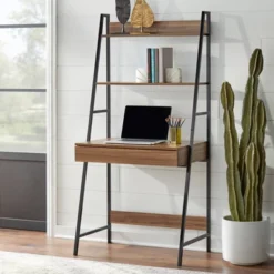 3pc Denton Ladder Desk And Shelf Walnut/Black - Buylateral -Chic Furniture Store GUEST aeb7134a 84b9 4fbb ada4 922c6f3e8ba0