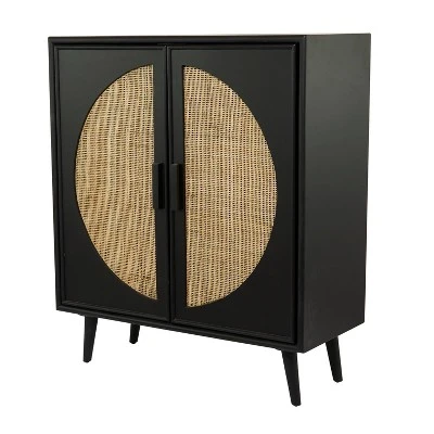 Bohemian Wood Cabinet Black - Olivia & May 4 Bohemian Wood Cabinet Black - Olivia & May - Image 4