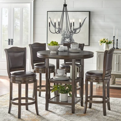 42" 5pc Adam Round Pub Dining Set Brown - Buylateral 1 42" 5pc Adam Round Pub Dining Set Brown - Buylateral
