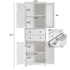 67" Tall Storage Cabinet, Freestanding Kitchen Pantry Cabinet With Glass Door & 2 Shelves & 2 Drawers 7 67" Tall Storage Cabinet, Freestanding Kitchen Pantry Cabinet With Glass Door & 2 Shelves & 2 Drawers -Chic Furniture Store GUEST b0a74cae a8eb 4f84 adf7 d6e1027ab07e