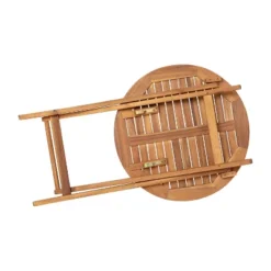 Merrick Lane Three Piece Solid Acacia Wood Folding Patio Bistro Set With Lightweight Round Table And Two Chairs, Natural -Chic Furniture Store GUEST b13bd3ad d123 4771 bf47 70ac84aaca64