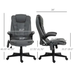TiramisuBest 6-Point Vibrating Massage Office Chair With Heat, Reclining, Padded Arms, Remote, Dark Gray -Chic Furniture Store GUEST b27cb93e 4f46 43e0 b216 e4bbc6aff4c2