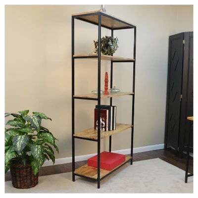 72" Flynn Tall Bookcase Natural/Black - Carolina Chair And Table 1 72" Flynn Tall Bookcase Natural/Black - Carolina Chair And Table