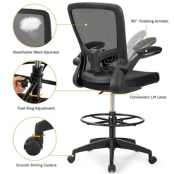 Costway Tall Office Chair Adjustable Height W/Lumbar Support Flip Up Arms -Chic Furniture Store GUEST b35956fb 0cd7 4a98 8296 06283fb116e4