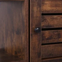 Wooden Storage Cabinet With Shutter Door And 3 Compartments Brown - Benzara -Chic Furniture Store GUEST b4487378 a54c 4bf8 808f baa1d4cbb68b