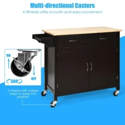 Costway Modern Rolling Kitchen Cart Island Wood Top Storage Trolley Cabinet Utility Brown 14 Costway Modern Rolling Kitchen Cart Island Wood Top Storage Trolley Cabinet Utility Brown -Chic Furniture Store GUEST b4bf8abc 0ea6 4714 bcc0 cb350700098d
