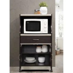 Microwave Kitchen Cart In Chocolate Gray - Hodedah -Chic Furniture Store GUEST b50f5479 5f24 42b0 8153 326afeb2ec38