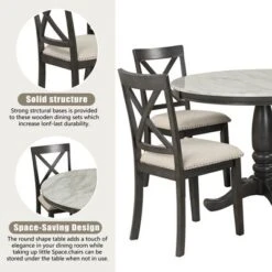 5-Piece Dining Set With Solid Wood Table And 4 Chairs, Gray - ModernLuxe -Chic Furniture Store GUEST b5837896 9743 4250 b196 13e1afd39c90
