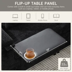 Whisen Chenille Sectional Pull-Out Sofa Bed With Flip-Up Table, Adjustable Reading Lamp, Charging Ports, Movable Storage Ottoman -Chic Furniture Store GUEST b654b553 7c9c 4a71 b14d 04b2d3c9daa3