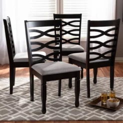 4pc Lanier Finished Wood Dining Chairs - Baxton Studio