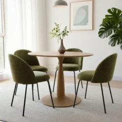 Nano Linen Upholstered Dining Chairs Set Of 4,Wider Seat Armless Dining Room Chair With Metal Leg For Kitchen Dining Room Farmhouse-Maison Boucle -Chic Furniture Store GUEST b727afb1 3e54 425a b11b b8740c45333c