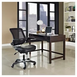 Edge Mesh Vegan Leather Seat Office Chair With Flip-Up Arms Black - Modway -Chic Furniture Store GUEST b7860c21 2712 4925 ae3a 408897bf33d0