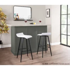 Set Of 2 Ale Faux Leather/Steel Barstools Black/White - LumiSource -Chic Furniture Store GUEST b79805b2 8ed2 4fca a6fe 0171b386270f