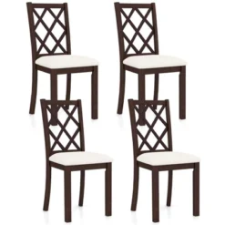 Costway Set Of 2/4 Dining Chairs Wood Kitchen Side Chair With Inclined Backrest Cherry Brown -Chic Furniture Store GUEST ba28d612 e40e 4a7d ba4a baa28fa9b86b