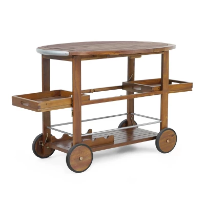 Cynthia Farmhouse Wooden Bar Cart Dark Oak Brown - Christopher Knight Home 6 Cynthia Farmhouse Wooden Bar Cart Dark Oak Brown - Christopher Knight Home - Image 6