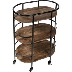 Honey-Can-Do 3 Tier Oval Bar Cart Walnut -Chic Furniture Store GUEST bca52f83 a736 4d7d a8d0 e3e0e2829492