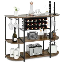 Tangkula Wine Rack Table Coffee Bar Cabinet Freestanding Liquor Stand Glass Holder -Chic Furniture Store GUEST bdc35858 5fa1 495f 87ab 7c413039b7e0
