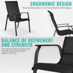 Yaheetech Set Of 2 Outdoor Texteline Stackable Dining Chairs With Backrest/ Armrests For Garden, Lawn, Porch, Backyard Pool -Chic Furniture Store GUEST be9b8f64 2141 467b b09c 51ce59119fce