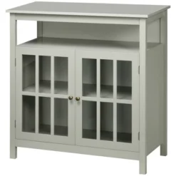 HOMCOM Kitchen Sideboard, Storage Buffet Cabinet With Open Shelf, Glass Door Cabinet And Adjustable Shelf For Living Room, Gray 7 HOMCOM Kitchen Sideboard, Storage Buffet Cabinet With Open Shelf, Glass Door Cabinet And Adjustable Shelf For Living Room, Gray -Chic Furniture Store GUEST bf1a7cdd b5c5 4284 b7c4 cdaba257f88e