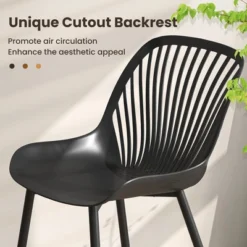 Tangkula Plastic Dining Chair Set Of 4 W/ Metal Legs Cutout Backrest Curved Seat -Chic Furniture Store GUEST bf65c935 88f8 428e abfa 49954f59430f