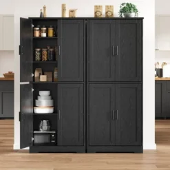 70" Black Tall Kitchen Pantry Cabinet With 4 Doors And Adjustable Shelves, Freestanding Storage Cabinet For Bathroom, Dining Room, Living Room -Chic Furniture Store GUEST bf95587e 7fbc 4222 b1fe 2ffe36e55e8d