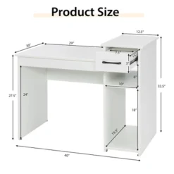 Costway Computer Desk PC Laptop Table W/ Drawer And Shelf Home Office Furniture White -Chic Furniture Store GUEST c00b05b0 66c3 4911 8ec6 131ccca5f75d