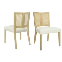 Christopher Knight Home Hassan Rubberwood Upholstered Dining Chairs With Cane Webbing(Set Of 2) -Chic Furniture Store GUEST c0131425 d8c7 4dee 97c7 64834286ef55