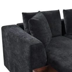 L-Shaped Sectional Sofa Chenille Upholstered Sofa Couch With Wooden Storage Compartment, Black/Brown/Gray/Green-ModernLuxe -Chic Furniture Store GUEST c05efd4e 150d 48d8 8dbc 700e77484633