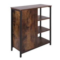 Wooden Storage Cabinet With Shutter Door And 3 Compartments Brown - Benzara -Chic Furniture Store GUEST c17b3be9 435e 46e2 9545 cafc7177904b