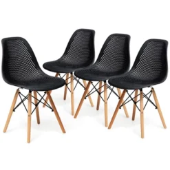 Costway Set Of 4 Plastic Hollow Out Chair Mid Century Modern Wood-Leg Seat 20 Costway Set Of 4 Plastic Hollow Out Chair Mid Century Modern Wood-Leg Seat -Chic Furniture Store GUEST c1bf8de8 cdc3 4e6f 8438 3932545bae74