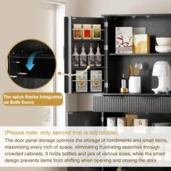 72" Fluted Kitchen Pantry Cabinet, Freestanding Cupboard Storage Cabinet With Drawers, Coffee Bar Cabinet For Living Room Hallway -Chic Furniture Store GUEST c2ee5019 7efe 4abe 8d3f 284c81bfaeb9