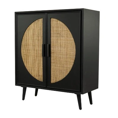 Bohemian Wood Cabinet Black - Olivia & May 1 Bohemian Wood Cabinet Black - Olivia & May