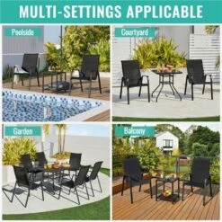 Yaheetech Set Of 2 Outdoor Texteline Stackable Dining Chairs With Backrest/ Armrests For Garden, Lawn, Porch, Backyard Pool -Chic Furniture Store GUEST c3e6197a a5e5 4e24 b612 072b4c71af48