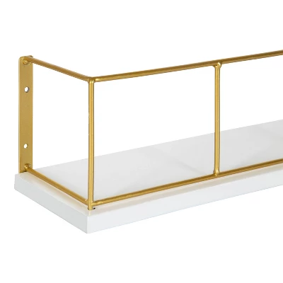 2pk 18" Benbrook Wood And Metal Wall Shelf Set White - Kate & Laurel All Things Decor 2 2pk 18" Benbrook Wood And Metal Wall Shelf Set White - Kate & Laurel All Things Decor - Image 2