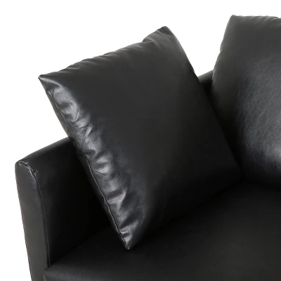 Brockbank Modern Faux Leather 3 Seater Sofa With Pillows - Christopher Knight Home 8 Brockbank Modern Faux Leather 3 Seater Sofa With Pillows - Christopher Knight Home - Image 8