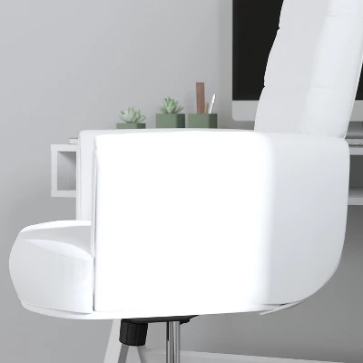 Merrick Lane High Back Button Tufted Faux Leather Swivel Home Office Chair With Welt Trimmed Arms 3 Merrick Lane High Back Button Tufted Faux Leather Swivel Home Office Chair With Welt Trimmed Arms - Image 3