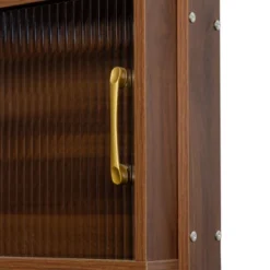 LIVAREEmlen Kitchen Baker's Racks With 2 Sliding Striped Glass Doors,Freestanding Storage Cabinet For Bottles,Wine,Coffee Machine,Microwave Oven -Chic Furniture Store GUEST c5ed8832 668f 4d93 97e4 d7e85957cc19