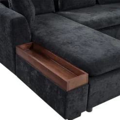 L-Shaped Sectional Sofa Chenille Upholstered Sofa Couch With Wooden Storage Compartment, Black/Brown/Gray/Green-ModernLuxe -Chic Furniture Store GUEST c6da490c 921c 4e84 b4ba 7f47669dc713
