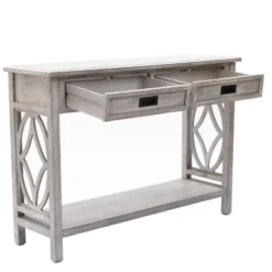 LuxenHome Gray Wood 2-Drawer 1-Shelf Console And Entryway Table 25 LuxenHome Gray Wood 2-Drawer 1-Shelf Console And Entryway Table -Chic Furniture Store GUEST c7f49a02 5fc5 4017 8f95 ab7e160da4bd