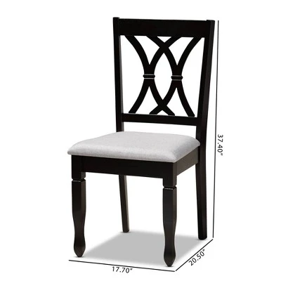 2pc Reneau Upholstered Wood Dining Chair Set - Baxton Studio 7 2pc Reneau Upholstered Wood Dining Chair Set - Baxton Studio - Image 7