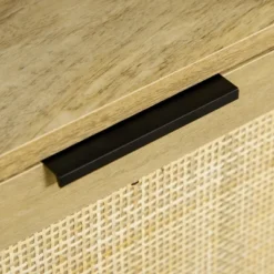 HOMCOM Bookshelf, Storage Cabinet With 3 Open Shelves And Natural Rattan Decor, Bookcase For Living Room, Study, Bedroom -Chic Furniture Store GUEST c9765dcd c56d 4606 9ab7 459e04607e60