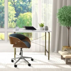 Faux Leather Curved Swivel Home Office Chair With Adjustable Seat Height Black/Brown - Teamson Home 12 Faux Leather Curved Swivel Home Office Chair With Adjustable Seat Height Black/Brown - Teamson Home -Chic Furniture Store GUEST c9d79125 b8ef 40ed 8cce edcccbdb9898