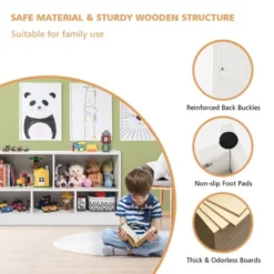 Costway Kids 2-Shelf Bookcase 5-Cube Wood Toy Storage Cabinet Organizer -Chic Furniture Store GUEST ca926ae0 86c9 4983 a90b d3ba77937c59