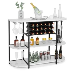 Tangkula Wine Rack Table Coffee Bar Cabinet Freestanding Liquor Stand Glass Holder -Chic Furniture Store GUEST cb106cac 1db6 4b08 9462 9e72020e1f3c