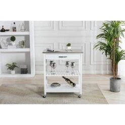 Holland Kitchen Cart With Stainless Steel Top - Boraam -Chic Furniture Store GUEST cb12d185 b914 4a56 9456 7a2d9dd856a0