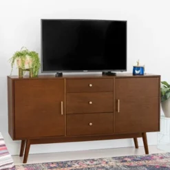 Mid-Century Modern Wood Console TV Stand For TVs Up To 65" - Saracina Home -Chic Furniture Store GUEST cb85f3af 3c20 42f9 8a52 5c742cd3a8be