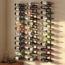 Itopfox 24 Bottle Wall Mounted Wine Rack, Adjustable Height For Wine, Liquor, Champagne, Matte Black Metal Rack For Kitchen, Bar, Wine Cellar -Chic Furniture Store GUEST cd7a280c ecda 40d8 9b97 9d2f2e0c88a2